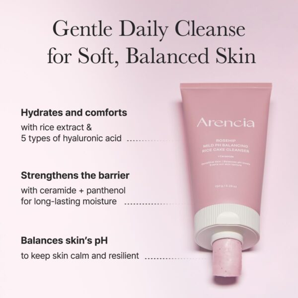 Rosehip Mild PH Balancing Rice Cake Cleanser - Зображення 3