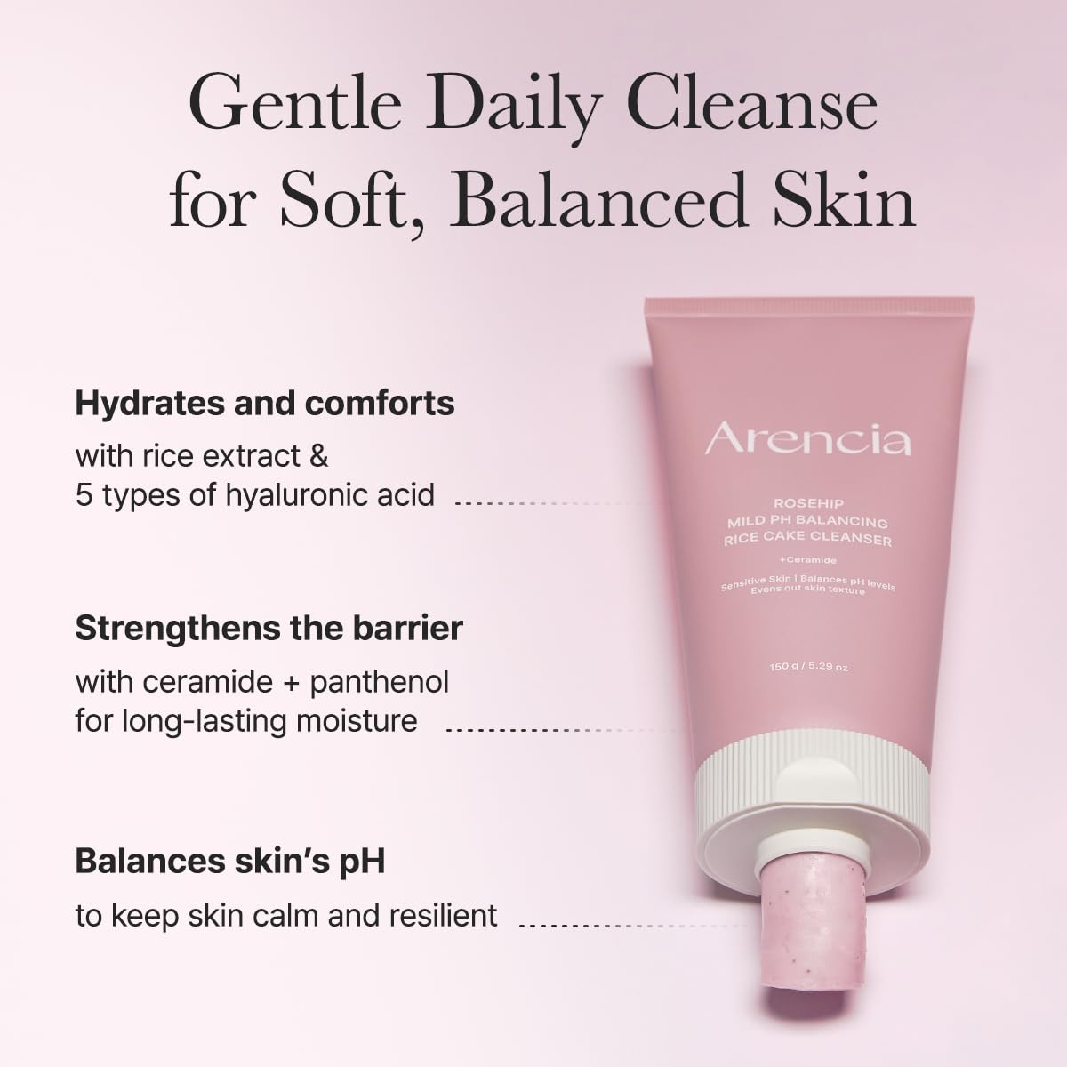 Rosehip Mild PH Balancing Rice Cake Cleanser - Зображення 3