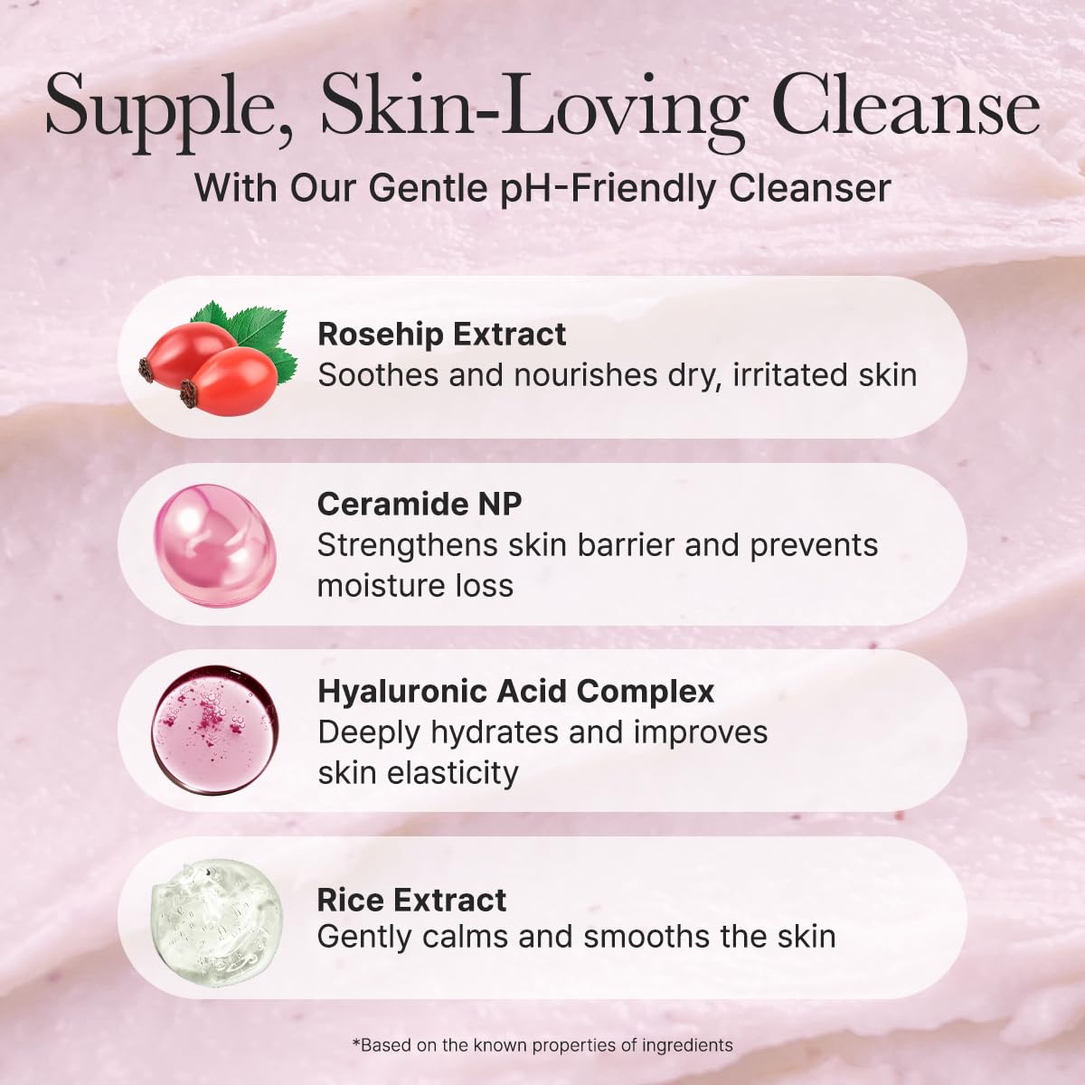 Rosehip Mild PH Balancing Rice Cake Cleanser - Зображення 4